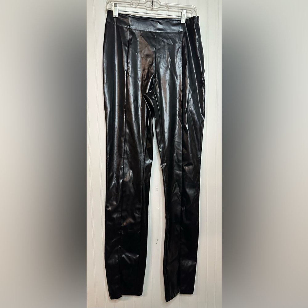 SBetro Shiny Black Faux Leather Pants L